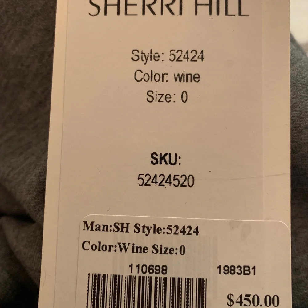 Sherri Hill satin dress V neck  spaghetti straps wine red sz 0 - Picture 8 of 13